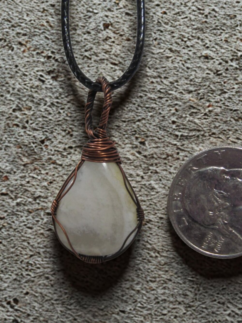 Handmade Wire Wrapped Opal Dendrite Necklace, Copper wire wrapped necklace - Picture 5 of 5